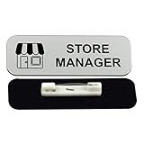Store Manager 1 x 3" Name Tag/Badge, Silver, (3 Pack)