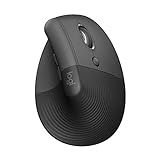 Logitech Lift Vertical Ergonomic Mouse, Wireless Bluetooth or USB Receiver, Quiet Clicks, 4 Buttons, Right Hand Wireless Mouse, Windows/macOS/iPadOS, Laptop, PC - Graphite