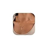 Turandoss Mothers Day Gifts for Mom Daughter Cross Necklace for Women Trendy - Personalized 14K Gold Plated Pendant Necklace Simple Thin Chain Cross Necklaces for Women Mothers Day Gifts for Mom