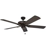 Honeywell Ceiling Fans Belmar 52 Inch Ceiling Fan Without Light, Outdoor Ceiling Fan with Pull Chain, Tri-Mount Traditional 5 Blade Design, ETL Wet Rated, Bronze (50199-01)
