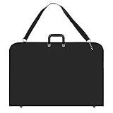 Vantasii Black Spill-Resistant Art Artist Portfolio Sketching Supplies Case A2 Size with Reinforcing Plate & Shoulder Strap for Students, Designers. (28” x20”x1.5”)