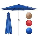 OLIXIS 9ft Patio Umbrella with Tilt and Crank Button & 8 Sturdy Ribs Waterproof, Patio Table Umbrella Perfect for Poolside, Terrace, Beach and Outdoor Restaurant, Blue