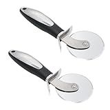 JAKOUE 2 Pack Stainless Steel Pizza Cutter Wheel,kitchen aid pizza cutter,Safety and Comfort Handle to Protect Finger for Pizza,Tart,Dessert Slicer