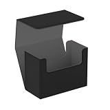 Boltquan Tarot Card Storage Box – PU Leather Deck Organizer with Grey Interior & Magnetic Closure – Holds 4 Tarot Card Cases or 400+ Tarot Cards – Black Exterior – 10.5 × 14.5 × 23.5 cm /4.1×5.7×9.3in
