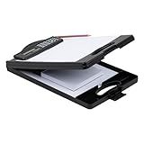 Mind Reader Clipboard with Storage and Calculator, Medical Clipboard, Nursing Clipboard, Plastic, 9.5"L x 15"W x 2.5"H, Black