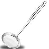 Anaeat 4.7" Stainless Steel Fat Skimmer Spoon - Professional Kitchen Fine Mesh Food Strainer and Hot Pot Skimmer with Long Handle for Skimming, Cooking, Frying, Grease, Gravy and Foam