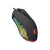Rampage Spear V2 Black Wired Gaming Mouse with RGB Lighting – 12800 DPI, 7 Programmable Buttons, Lightweight Ergonomic Gaming Mouse for PC/Mac/Laptop Gamers