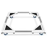 SPACECARE Mini Fridge Stand Furniture Dolly Mobile Roller with 4 Locking Wheels-Base Adjustable Refrigerator Washing Machine Stand Moving Cart- Appliance Dolly Cart Roller Pedestal- White