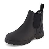 CUSHIONAIRE Women's Britain Chelsea Boots. Soft Vegan Leather, Non-Slip Sole, Memory Foam, Back Pull Tab, Ankle Boots for Women, BLACK 8.5