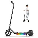Electric Scooter for Kids, 150W Motor, Simple One-Button Control, 2 Safe Speeds (6/10 MPH), Colorful Lights, Magnetic Charging, Dual Brake System, Ideal Presents for Boys & Girls