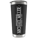 UNITED CRAFT SUPPLIES Groomsmen Gifts, Groomsmen Tumbler Personalized w/Engraved Initial, Name & Title, 20 Oz / 30 Oz, 3 Colors, Double Wall Stainless Steel Tumbler, Groomsmen Proposal D3