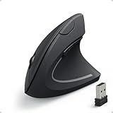 Anker 2.4G Wireless Vertical Ergonomic Optical Mouse for Work, Multi-Device Connectivity, 800/1200 /1600 DPI, 5 Buttons for Laptop, Desktop, PC, MacBook - Black