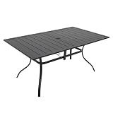 Anmutig Rectangle Outdoor Patio Dining Table with Adjustable Umbrella Hole for 6 Person - 63" x 38" x 28"