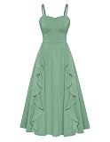 Belle Poque Elegant Midi Dresses Wedding Guest Sun Dresses for Women 2024 Sage Green Bridesmaid Dresses M