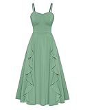 Belle Poque Elegant Midi Dresses Wedding Guest Sun Dresses for Women 2024 Sage Green Bridesmaid Dresses M