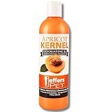 Jeffers Pet Apricot Kernel Shampoo – Detergent & Soap Free Exfoliating & Moisturizing Formula for Dogs, Cats, Puppies, Ferrets & Rabbit – Coconut Cleanser, Apricot Scent, Vitamins A&D, 17 oz
