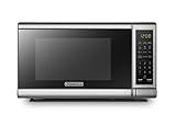 BLACK+DECKER EM720CB7 Digital Microwave Oven with Turntable Push-Button Door, Child Safety Lock, 700W, Stainless Steel, 0.7 Cu.ft
