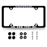 Funny Dog Taxi License Plate Frame Pet Paws License Plate Holder Personalise Animal Auto Parts for Men Women Car Decoration Stainless Steel Cute License Plate with Screws 12.2" x 6.2"