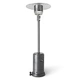 Amazon Basics 46,000 BTU Outdoor Propane Patio Heater with Wheels, Commercial & Residential, Slate Gray, with Water Tank, 32.1 x 32.1 x 91.3 inches (LxWxH)