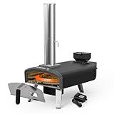 Mimiuo Outdoor Pizza Oven 12" Wood Pellet Pizza Oven with Rotating Round Pizza Stone, Portable Pizza Stove for Outside Backyard Camping Picnics