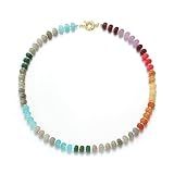 chorfla Beaded Gemstone Necklaces for Women, Bohemian Colored Choker Natural Stone Bead Decoration Summer Beach Handmade Jewelry Necklace (Colorful)