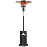EAST OAK 50,000 BTU Patio Heater for Outdoor Use with Round Table Design, Double-Layer Stainless Steel Burner, Wheels, Triple Protection System, Outdoor Heater for Home and Residential, Black