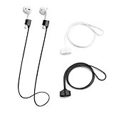 BlingKingdom 2 PCS Magnetic Anti-Lost Straps Soft Silicone Wireless Earbud Lanyards for Sports Running (Black and White)