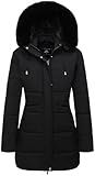 MOERDENG Women's Winter Puffer Coat Thicken Fleece Lined Down Jacket Waterproof Faux Fur Detachable Hooded Parka
