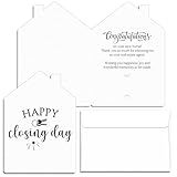 Dunzoom 25 Sets Real Estate New Home Congratulations Cards Thank You New House Shaped Gift Cards with Envelope Closing Gifts for Home Buyers Real Estate Agent Favors(White)