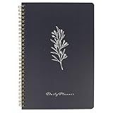 BLU MONACO | Grey Hourly Daily Planner 80 Days Undated | Daily Planner 2025-2026 Hourly Schedule | Spiral Botanical Business Work Organizer Notebook with Notes Section