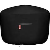 SheeChung Round Gas Fire Pit/Table Cover-Heavy Duty 600D Polyester with PVC Coating Material,100% Weather Resistant and Waterproof,Fits 30",33",36",35", 34" Fire Pit/Bowl Cover,Black,36”Dia X 24”H