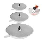 Snowyee Grease Splatter Guard, 3PCS Splatter Screen with Silicone Heat Resistant Handle and Stainless Steel Fine Mesh Design for Safe Indoor and Outdoor Cooking (13/11.5/10 inch and 33/29/25cm)
