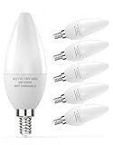 PARTPHONER E12 Base LED Light Bulbs B11 Candelabra Bulbs 60W Equivalent, Non-Dimmable 6W LED Bright Candle Small Base Chandelier Bulb 600 Lumen, 5000K Cold White for Ceiling Fan, Pack of 6