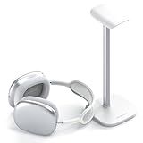 MANMUVIMO Headphone Stand, Desktop Headset Holder Heavy Base Desk Earphone Stand Aluminum Gaming Headset Hanger Rack Compatible with AirPods Max, AirPods Pro, Sony, Beats, Bose, Razer (White)