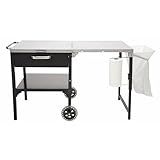 Cuisinart Prep ‘n Cook Outdoor Table and Grill Stand, Stainless Steel Folding Table with Wheels, 48” x 24” Prep Station for Home BBQ, Tailgates, Cookouts