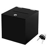 CiaoHER Acrylic Black Donation Box, Ballot Suggestion Box Money Storage Square Container for Voting, Charity, Ballot, Contest, Suggestions (8x8x8 inches)