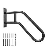 Handrails for Outdoor Steps Wall Mount, Stair Railings for 1-3 Steps, U-Shaped Staircase Handrail for Garage, Porch, Yard and Garden - Black, 1 Pack