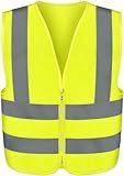Neiko High Visibility Safety Vest ANSI Class 2, No Pocket, Neon Yellow, Large (L)