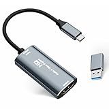 VIXLW Video Capture Card, 4K USB3.0 HDMI to USB C, 1080P 60FPS Capture Card for Streaming, Gaming, Video Recording Compatible with Windows Mac OS, OBS Zoom(Silver)