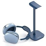 MANMUVIMO Headphone Stand, Desktop Headset Holder Heavy Base Desk Earphone Stand Aluminum Gaming Headset Hanger Rack for AirPods Max, AirPods, AirPods Pro, Sony, Beats, Bose, Razer and More(Blue)