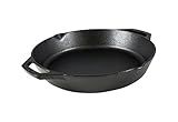 Lodge Seasoned Cast Iron Dual Handle Pan 12 Inch - Cast Iron Frying Pan - Even Heat Distribution - Oven & Stovetop Safe - PFAS-Free, Non-Toxic Cookware