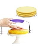 PROKITCHEN Adjustable 2- wire Cake Slicer Leveler Small Cake Cutter Slicer for Leveling Tops of Layer Cakes Professional Baking Tool with Stainless Steel Wires and Purple Handle
