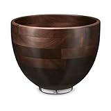 ADVANCEDSIL Premium Walnut Wood Mixing Bowl – 5 Quart – Compatible with 4.5 & 5 Qt Tilt-Head Models – Natural True Walnut Wooden Bowl with Stainless Steel Locking Base
