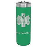LaserGram 22oz Vacuum Insulated Skinny Tumbler, EMT Emergency Medical Technician, Personalized Engraving Included (Green)