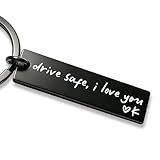xcanartvy Drive Safe I Love You Keychain – A–Z Initial Engraved Key Ring – Personalized Gift for Husband, Boyfriend & Family (K)
