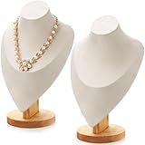 Juexica Necklace Display Stand Bamboo Jewelry Bust Display Stands Necklace Bust for Selling for Vendors Home Trade Organizer (Beige,11.4 * 7.5 Inch)