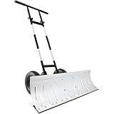 Best Choice Products 36in Galvanized Blade Heavy-Duty 2-Wheel Snow Pusher Hand Plow for Snow Removal w/Wheels, Adjustable Handle, Blade Angle - Silver
