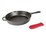 Lodge Seasoned Cast Iron Skillet - 10.25 inch - Pre-Seasoned Frying Pan - Heavy-Duty Skillet - Hot Handle Holder Included - Features 2 Pouring Spouts