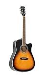 Washburn Vintage Series 6 String Acoustic-Electric Guitar, Right, Tobacco Sunburst (WA90CEVSB)