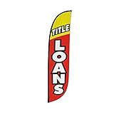 LookOurWay Feather Flag Banner - 12 Feet Tall Advertising Flags for Outdoor Business and Events Promotion - Swooper Flag Only - Financial Service Flags - Title Loans (10M1200050)